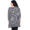 Women's Plus Size 3/4 Sleeve Printed Maji Tunic with Pockets - White Mark - 3 of 3