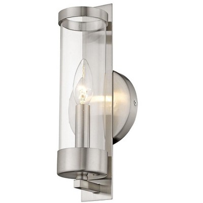 Sleek Brushed Nickel Dimmable Wall Sconce with Clear Glass