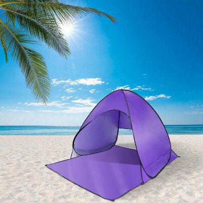 Naysaye Camping Tents 2-3 Person Pop Up Beach Tent with Net Window UV Protection Waterproof for Camping Outdoor, Purple, 64.96"*59.06"*43.31"