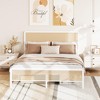 Full Size Bed Frame with Rattan Headboard, Modern Heavy Duty Bed Frame With Metal Slat Support, No Box Spring Needed & Easy Assembly, White - 2 of 4