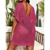 Women's Plus Size Swimsuit Cover-Up Short Sleeve Hollow-Out Beach Dress for Swimwear and Bathing Suits - 4 of 4