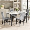 Hooseng 5-Piece Dininng Room Table Set with 4 Uphosltered Dining Chairs, Faux Marble Table Top and Metal Frame Space-Saving Dining Table Set for 4 - 4 of 4