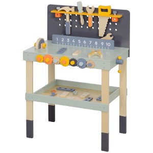 Infurnic Baby Activity Gyms Kids Wooden Tool Bench, Kids Workbench Playset, Pretend Play Toy Construction, Light Blue, 22.8"*12.2"*30.5" - 1 of 4