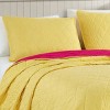 Home Mart Goods 3 Piece Yellow & Pink Geometric Reversible Quilt Coverlet Bedspread Bedding Set - 2 of 4