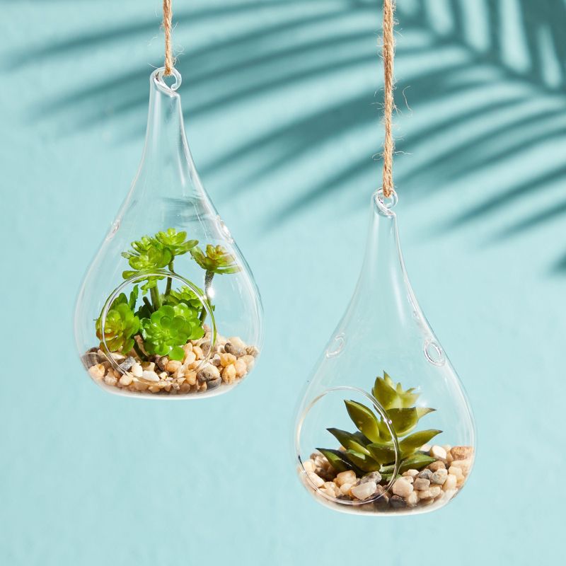 Juvale 5-Pack Hanging Glass Terrarium Containers - Air Plant Holder, Succulent Planter, Tea Light Candle Hangers (3.5x5 In), 4 of 10