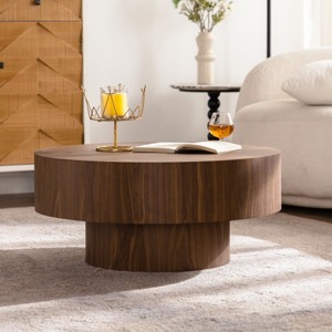 Coffee Table Modern with Pedestal Base and Waterproof Surface for Living Room 30.51in-3irtyhousy - 1 of 4