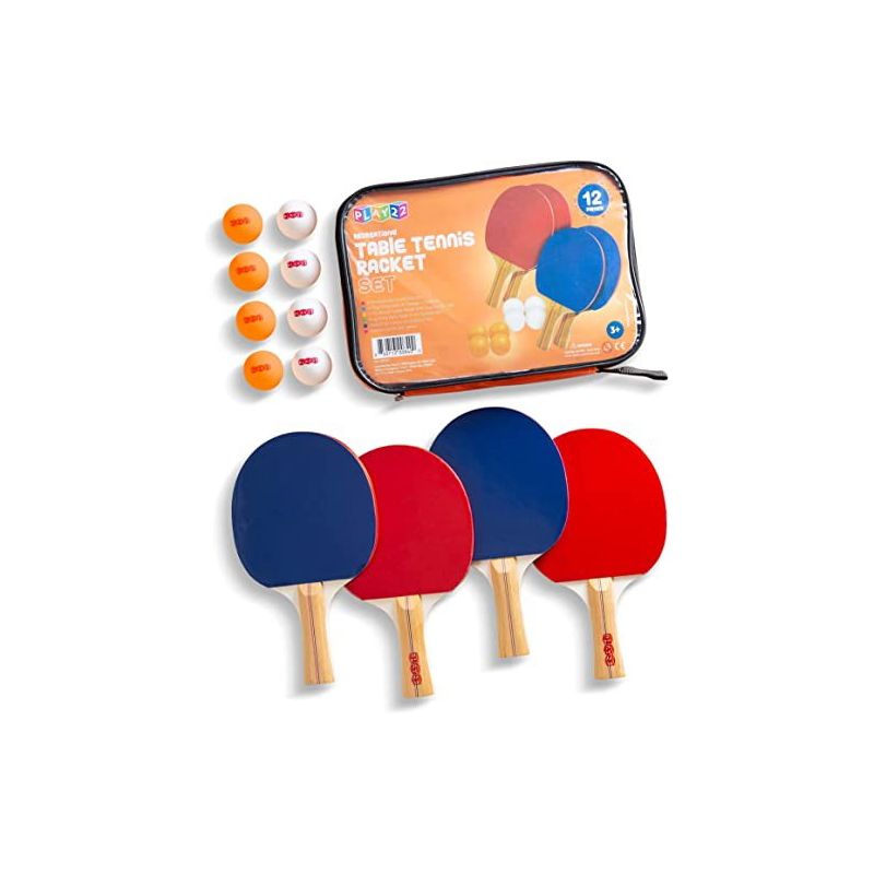 4 Ping Pong Paddle Table Tennis Set with 8 Ping Pong Balls and Portable Gift Carrying Case for Indoor or Outdoor Play - Play22Usa, 2 of 3