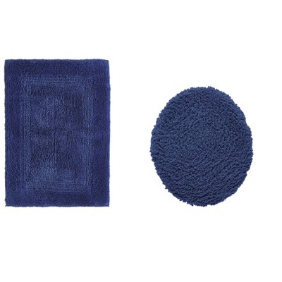 Lux Premium 100% Cotton Tufted Solid Reversible 2 PC Bath Rug Set – Ultra-Soft, Water-Absorbent, Durable, Machine Washable Bathroom Rug