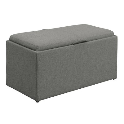 Designs4comfort Sheridan Storage Bench With 2 Side Ottomans Soft Gray ...