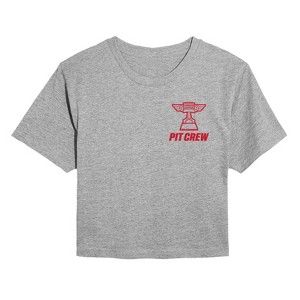 Women's - Disney - Team Lightning Mcqueen Pit Crew Cropped Graphic T-Shirt - 1 of 4