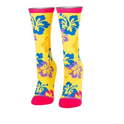 Odd Sox, Women's, Flowers, Maui Floral Leis, Crew Socks, Cute Cool Fun Colorful