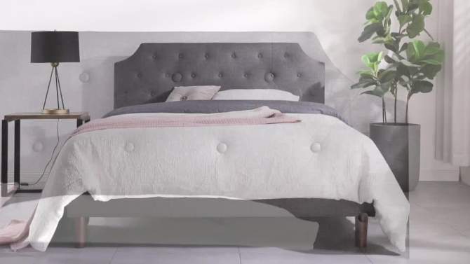 Mavn Upholstered Platform Bed, Modern Tufted Headboard Dark Gray - Mellow, 2 of 9, play video