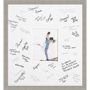 Woodgrain Signature Mat Picture Frame – Guest Book Alternative for Weddings, Graduations, or Retirement – Autograph Photo Mat for Signature Board - 1 of 4