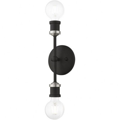 Black and Brushed Nickel 2-Light ADA Vanity Sconce