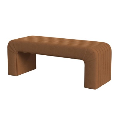 Rust Velvet Arch Channel Tufted Bedroom Bench