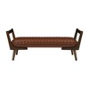 GDFStudio Indra Mid-Century Modern Rubberwood Upholstered Bench - 4 of 4