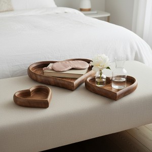 Trays for Bed, Coffee Table, or Home Decor - Charming Heart-Shaped Wooden Trays for Jewelries, Trinkets, or Vanities - Set of 3 - 14", 11", 7" - 1 of 4