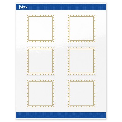 Avery 3" x 3" Labels, Gold Border with Gold Dots, 60 ct