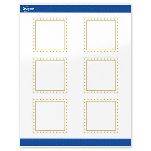 Avery 3" x 3" Labels, Gold Border with Gold Dots, 60 ct - 1 of 4