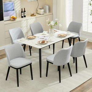 Upholstered Fabric Dining Room Side Chairs, Chair for Dining Room with Padded Seat and Wood Legs - 1 of 4