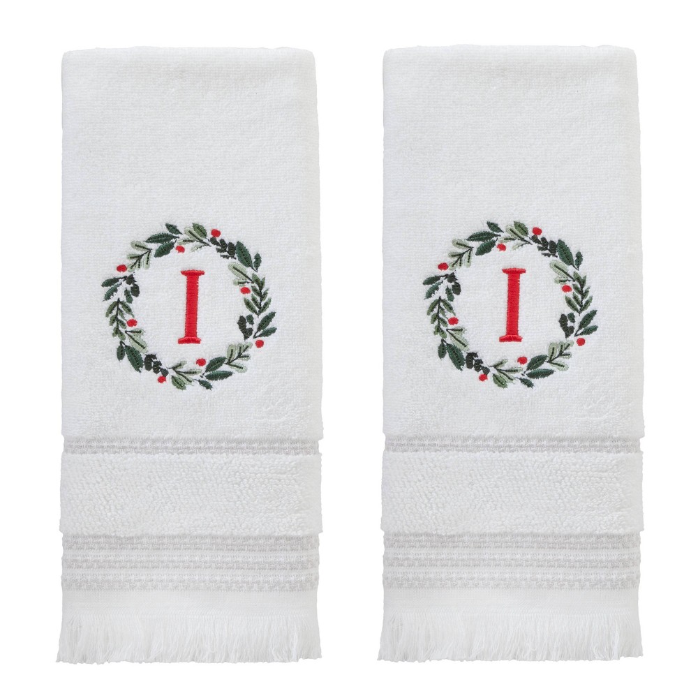 SKL Home 2pk Wreath Monogram Hand Towels "I"