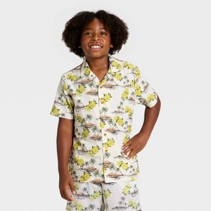 Grayson Threads Kids Boys' Short Sleeve Floral Printed Button-Down Shirt - 1 of 3