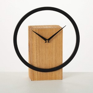 11" Ultra-Modern Ring Clock, Brown - 1 of 4