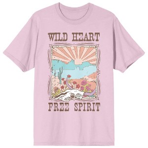 Western Wild Heart Free Spirit Crew Neck Short Sleeve Cradle Pink Women's T-shirt - 1 of 2