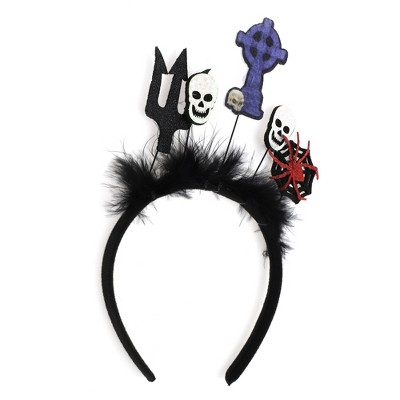 Unique Bargains Halloween Spiders Pattern Headband 4.72" Diameter Black Purple 1 Pc