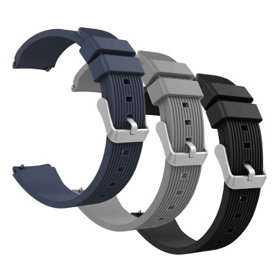 Insten 3-Pack Band For Samsung Galaxy Watch 3 Band 45mm (2020) / 46mm (2018) Replacement Wristbands 22mm For Women Men (Black + Blue + Gray)