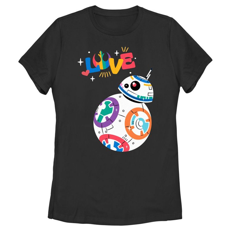 Adult Star Wars Pride Rainbow Love BB-8 T-Shirt, 1 of 5