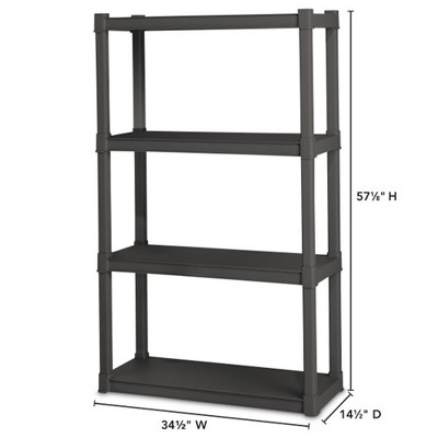 Sterilite 35" Gray Durable Plastic 4-Shelf Indoor/Outdoor Shelving Unit