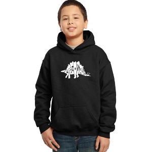 LA Pop Art Boy's Word Art Hooded Sweatshirt - STEGOSAURUS - 1 of 4