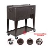 Home Aesthetics Outdoor Patio Rolling Cooler Cart 80 Qt Wicker Ice Chest Beverage Brown Rattan - 4 of 4