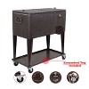 Home Aesthetics Outdoor Patio Rolling Cooler Cart 80 Qt Wicker Ice Chest Beverage Brown Rattan - image 4 of 4