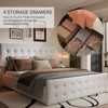 Bed Frame with 4 Storage Drawers, Linen Upholstered Platform Bed Frame with Wooden Slats Support, Button Tufted Design - 4 of 4