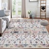 Boho Area Rug Washable Rug Moroccan Living Room Rug Non-Shedding Print Floor Carpet Soft Abstract Carpet, 8' x 10' Beige - 3 of 4
