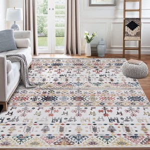 Boho Area Rug Washable Rug Moroccan Living Room Rug Non-Shedding Print Floor Carpet Soft Abstract Carpet, Beige - 1 of 4