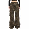 Clotth Women's Leopard Print Jeans Mid Rise Straight Leg Cargo Pants Casual Y2K Hip-Hop Streetwear Baggy Trousers, Leopard print - 2 of 4
