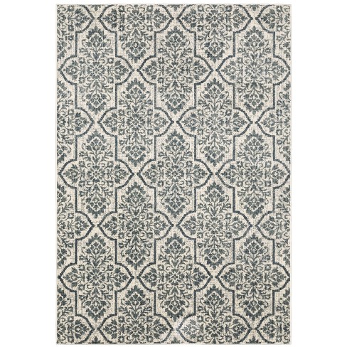 Farrah Floral Trellis Area Rug Ivory/Blue - Captiv8e Designs - image 1 of 4