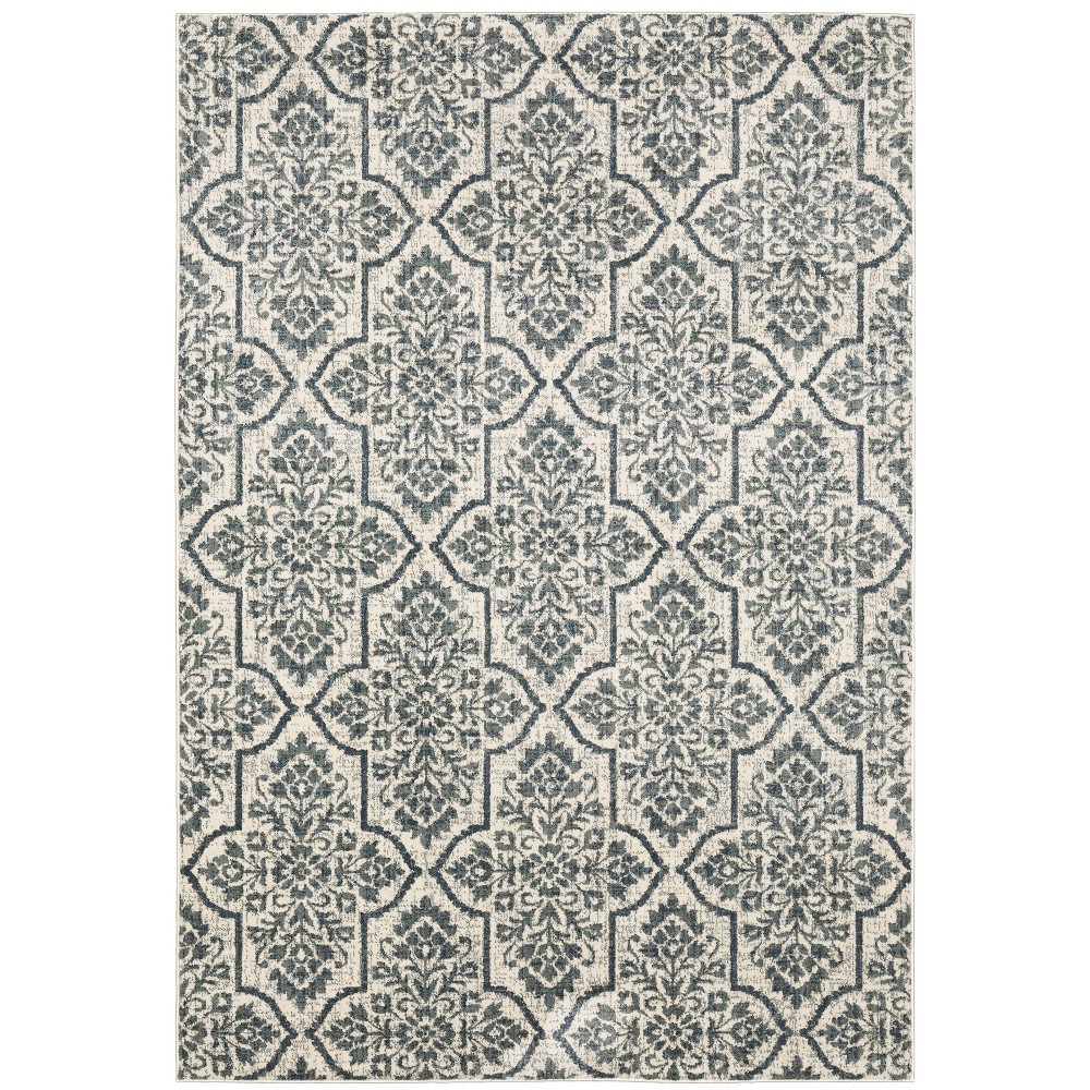 9'10inx12'10in Farrah Floral Trellis Area Rug Ivory/Blue - Captiv8e Designs