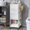 4 Tier Rolling Kitchen Storage Cart, Kitchen Storage Utility Cart,Rolling Cart Organizer,Mobile Shelving Unit Shelves for Bathroom Laundry Living Room - 2 of 4