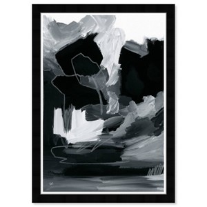 13" x 19" Manchas Abstract Framed Wall Art Black - Hatcher and Ethan: Modern Decor, Vertical Orientation - 1 of 4