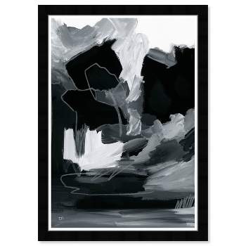 13" x 19" Manchas Abstract Framed Wall Art Black - Hatcher and Ethan