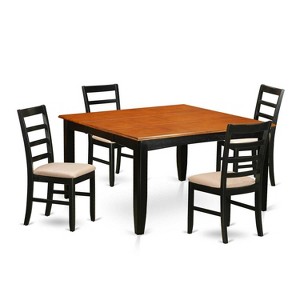 HomeStock 5-Piece Square Black Finish Solid Wood Top Dining table with 4-Chairs - 1 of 4