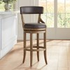 55 Downing Street Wood Swivel Bar Stool Smoke 31 1/4" High Rustic Gray Faux Leather Cushion with Backrest Footrest for Kitchen Counter Height Island - 2 of 4