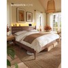 King Bed Frame with LED Headboard & Charging Station, Mid-Century Modern Design, Solid Wood Support, No Box Spring Needed, Coffee Brown - 3 of 4