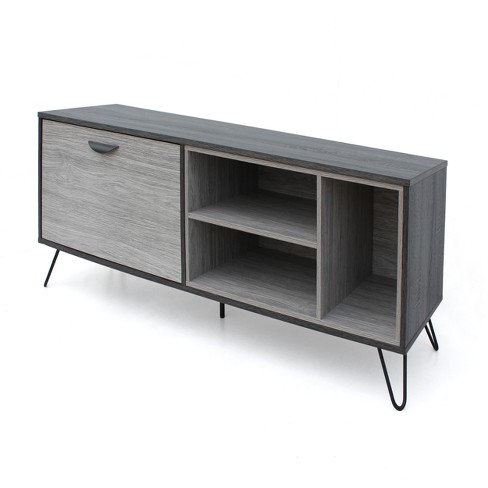 Dorrin Mid Century Wooden Tv Stand Sonoma Gray Oak Brown