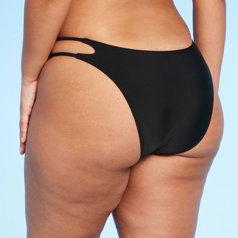Women's Double Strap Super Cheeky High Leg Bikini Bottom - Wild Fable™ Black, 6 of 7