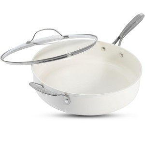 Gotham Steel Cream Ultra Nonstick Ceramic 5.5 Qt Jumbo Cooker Pan with Lid - 1 of 3